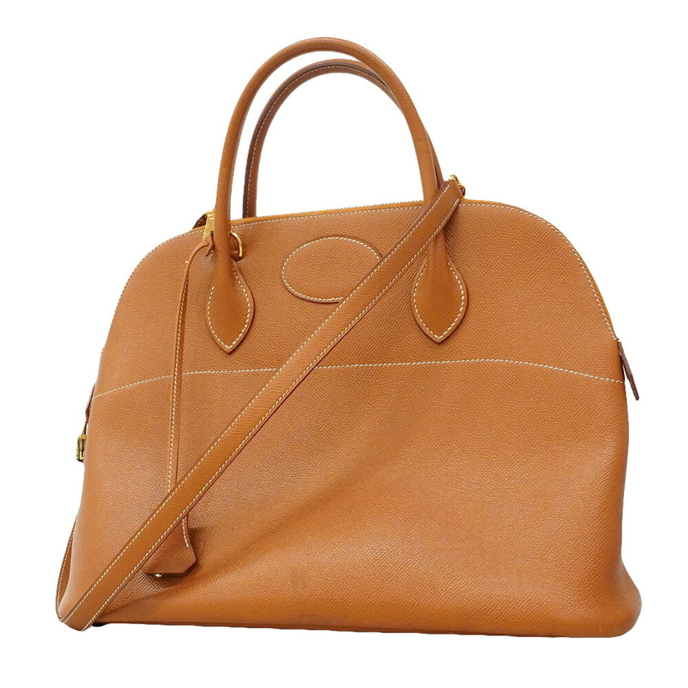 Hermes Bolide 35 handbag, Courchevel leather, gold, □A stamp, 2-way bag for w...